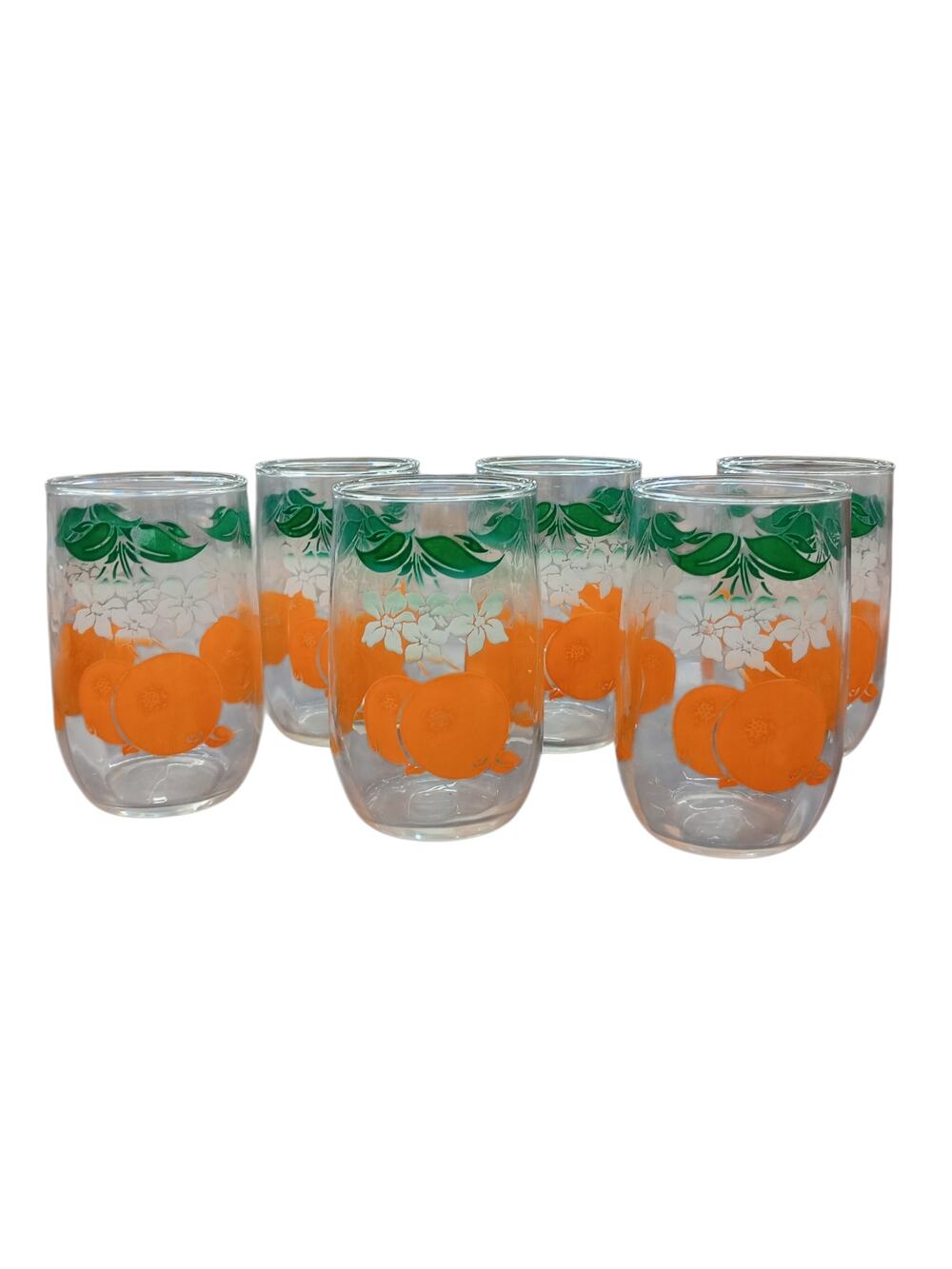 Anchor Hocking Vtg, Lot of 6 Juice Glasses, Orange Blossom Pattern 3.75"H